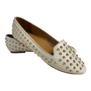 ALDO white gold spiked loafers. Size 38       US 7 1/2